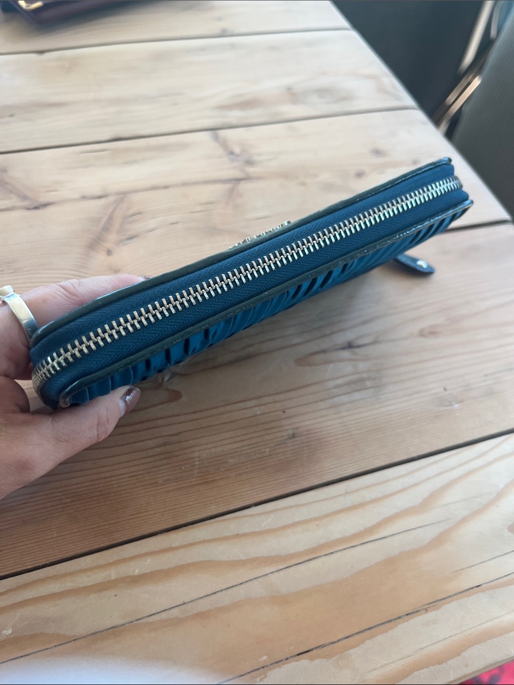 Coach Teal Fabric Wallet - Picture 3 of 8